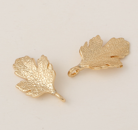 10 pcs 24k gold plated golden leaf brass spacer beads  brass caps brass connector Xaxe.com