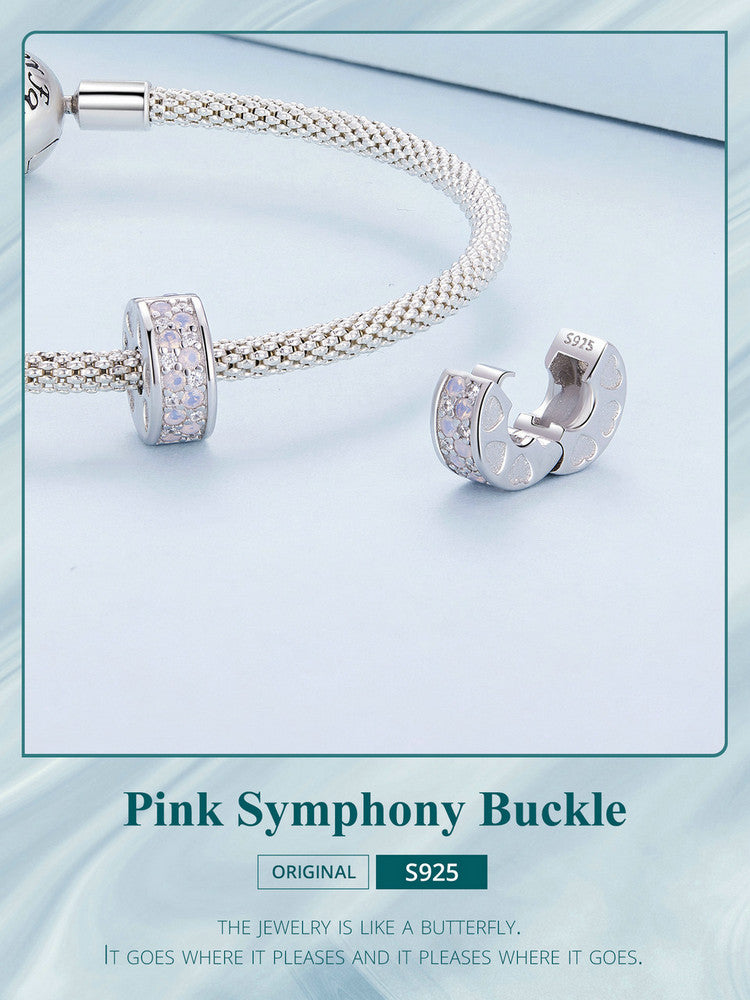 Sterling 925 silver charm the pink symphony buckle charm pendant fits Pandora charm and European charm bracelet