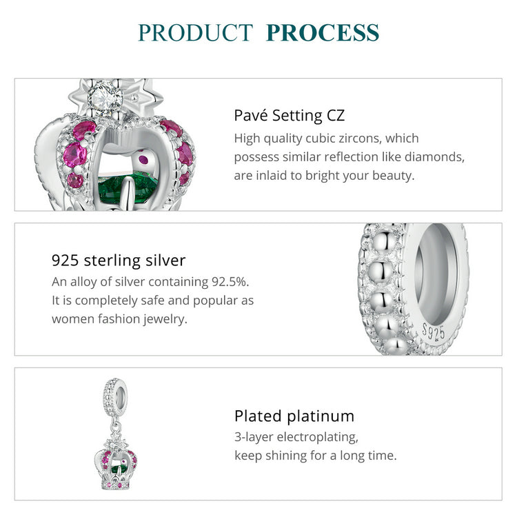 Sterling 925 silver charm the crown pendant fits Pandora charm and European charm bracelet