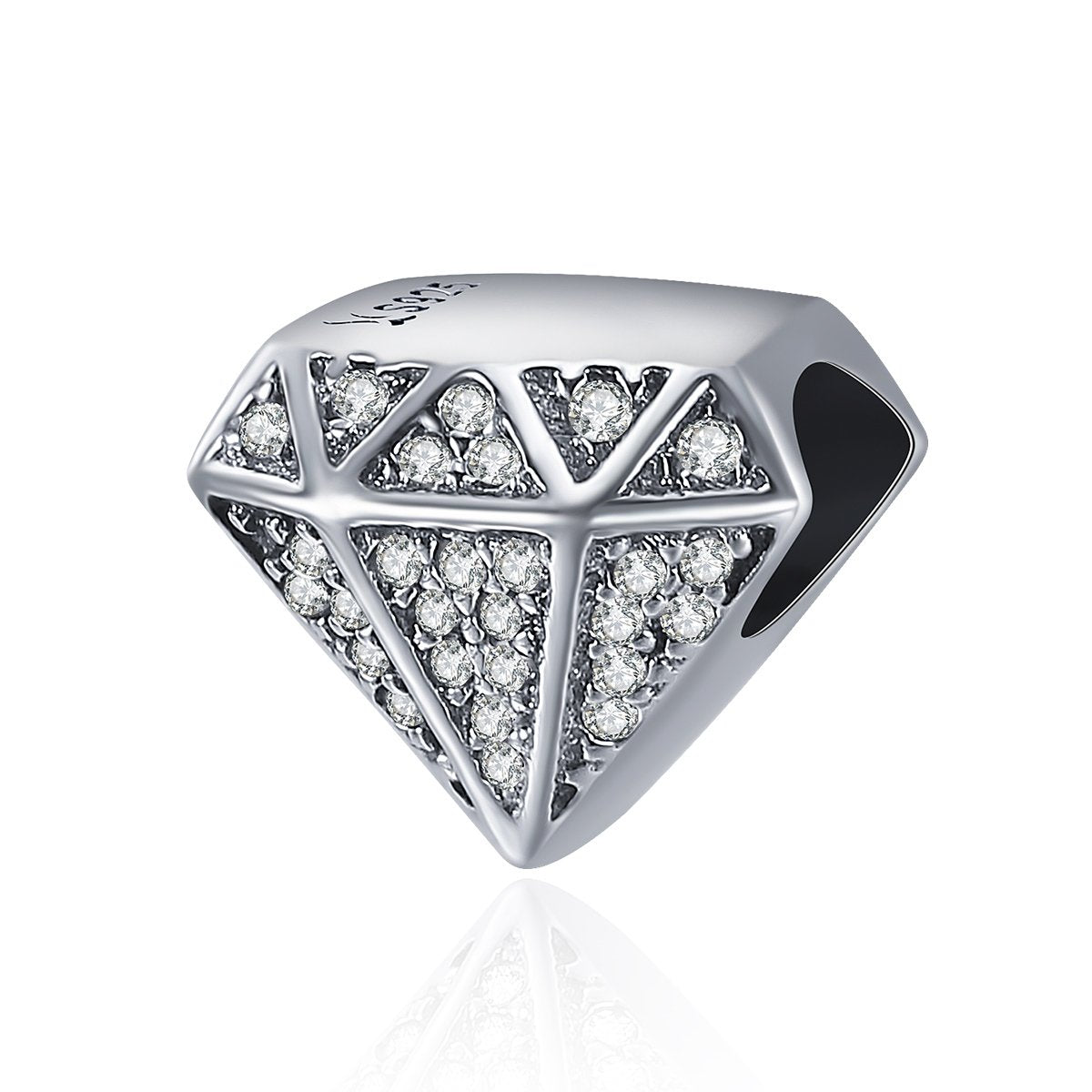 Sterling 925 silver charm the DIAMOND bead pendant fits Pandora charm and European charm bracelet Xaxe.com