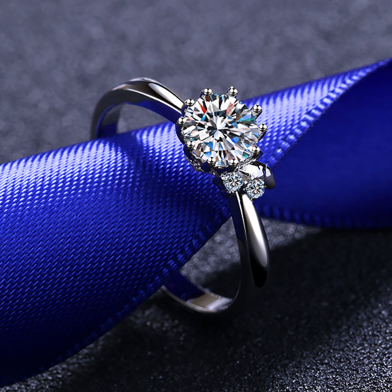 0.5 CT Moissanite Diamond Engagement solitaire Promise Ring, 925 Sterling Silver, Platinum Plated, Anniversary Ring, PASSES DIAMOND Tester AZ002 Xaxe.com