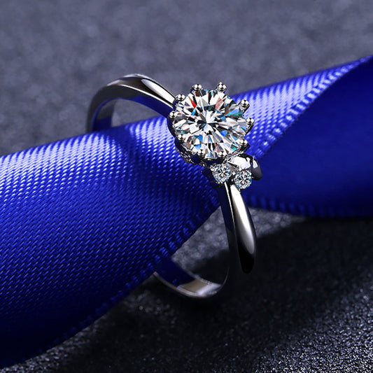 0.5 CT Moissanite Diamond Engagement solitaire Promise Ring, 925 Sterling Silver, Platinum Plated, Anniversary Ring, PASSES DIAMOND Tester AZ002 Xaxe.com