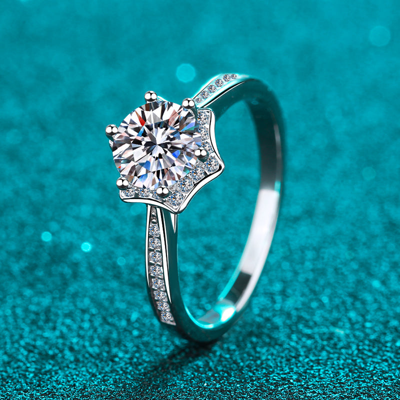 1 CT MOISSANITE Diamond Engagement Solitaire Ring, 925 Silver, Elegant Wedding Ring, the classic, Platinum Plated, Passes Diamond Tester az214 Xaxe.com
