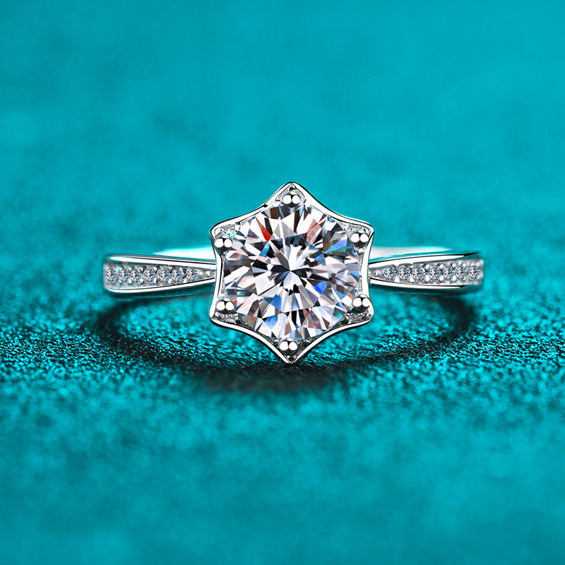 1 CT MOISSANITE Diamond Engagement Solitaire Ring, 925 Silver, Elegant Wedding Ring, the classic, Platinum Plated, Passes Diamond Tester az214 Xaxe.com