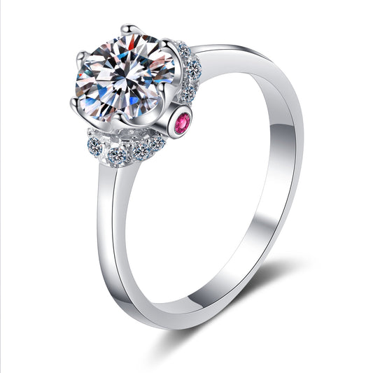 1 CT MOISSANITE Diamond Engagement Solitaire Ring, 925 Silver, Elegant Wedding Ring, the crown, Platinum Plated, Passes Diamond Tester az151 Xaxe.com