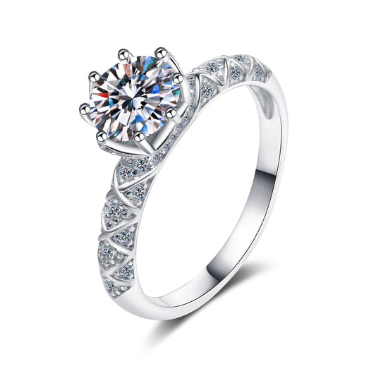 1 CT MOISSANITE Diamond Engagement Solitaire Ring, 925 Silver, Elegant Wedding Ring, the fashion, Platinum Plated, Passes Diamond Tester az199 Xaxe.com