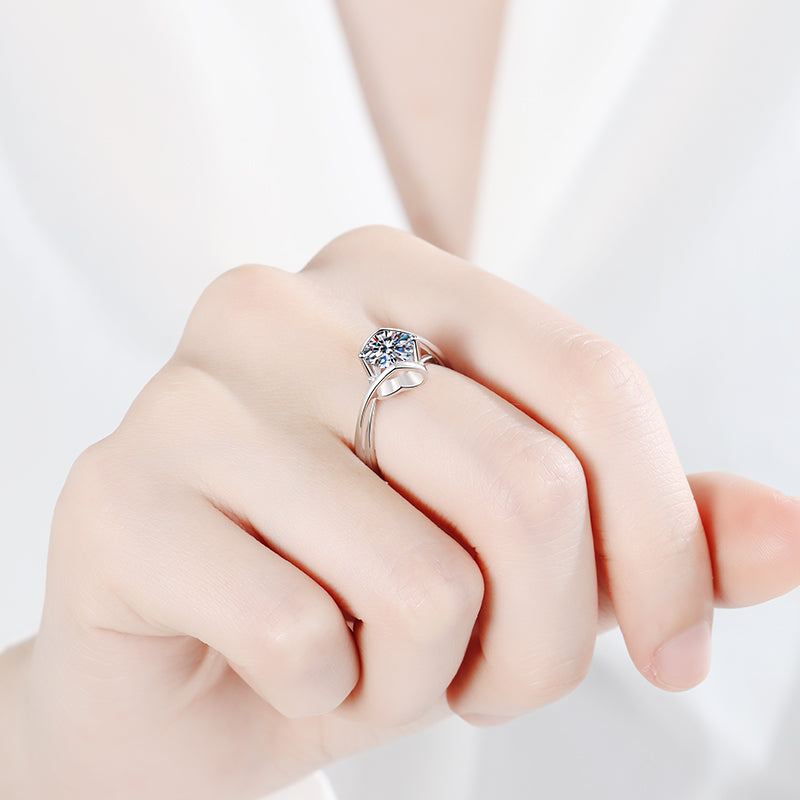 1 CT MOISSANITE Diamond Engagement Solitaire Ring, 925 Silver, Elegant Wedding Ring, the love, Platinum Plated, Passes Diamond Tester az155 Xaxe.com