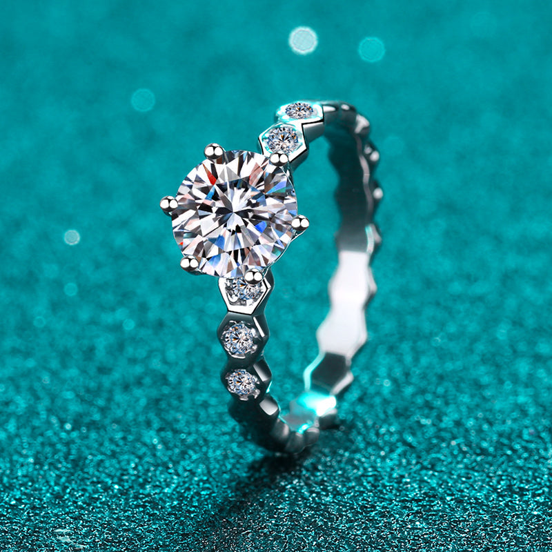1 CT MOISSANITE Diamond Engagement Solitaire Ring, 925 Silver, Elegant Wedding Ring, the nest, Platinum Plated, Passes Diamond Tester az154 Xaxe.com