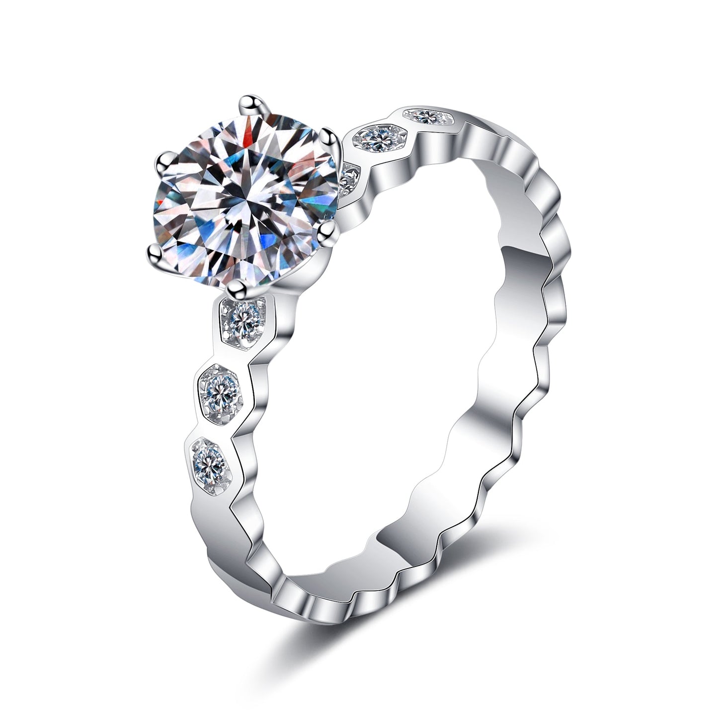 1 CT MOISSANITE Diamond Engagement Solitaire Ring, 925 Silver, Elegant Wedding Ring, the nest, Platinum Plated, Passes Diamond Tester az154 Xaxe.com