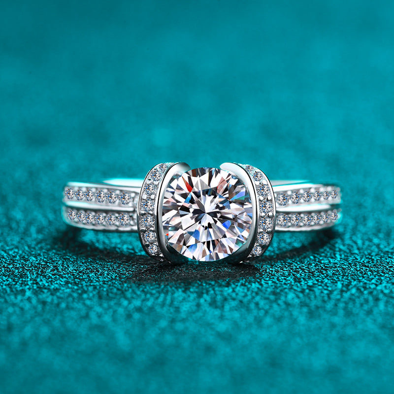 1 CT MOISSANITE Diamond Engagement Solitaire Ring, 925 Silver, Elegant Wedding Ring, the stars, Platinum Plated, Passes Diamond Tester az222 Xaxe.com