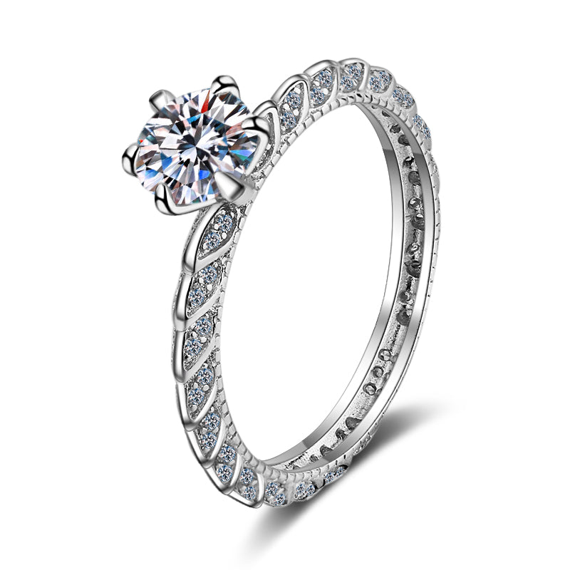 1 CT MOISSANITE Diamond Engagement Solitaire Ring, 925 Silver, Elegant Wedding Ring, the thin, Platinum Plated, Passes Diamond Tester az132 Xaxe.com