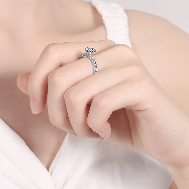 1 CT MOISSANITE Diamond Engagement Solitaire Ring, 925 Silver, Elegant Wedding Ring, the thin, Platinum Plated, Passes Diamond Tester az132 Xaxe.com