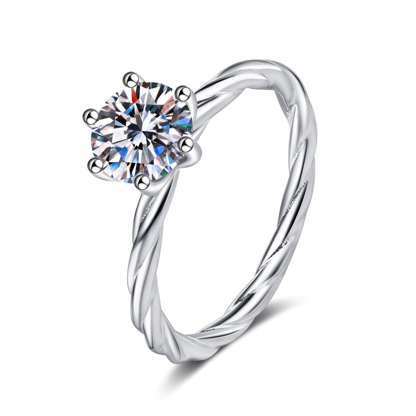 1 CT MOISSANITE Diamond Engagement Solitaire Ring, 925 Silver, Elegant Wedding Ring, the twist, Platinum Plated, Passes Diamond Tester az176 Xaxe.com