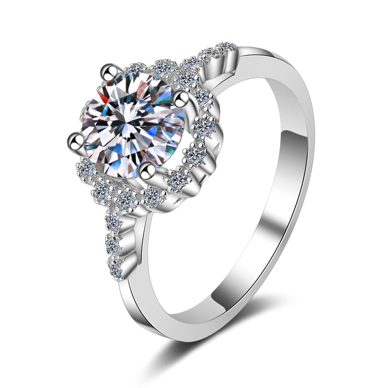 1 CT MOISSANITE Diamond Engagement solitaire Promise Ring, 925 Silver, PT950, wedding ring, Platinum Plated, Passes Diamond Tester az013 Xaxe.com