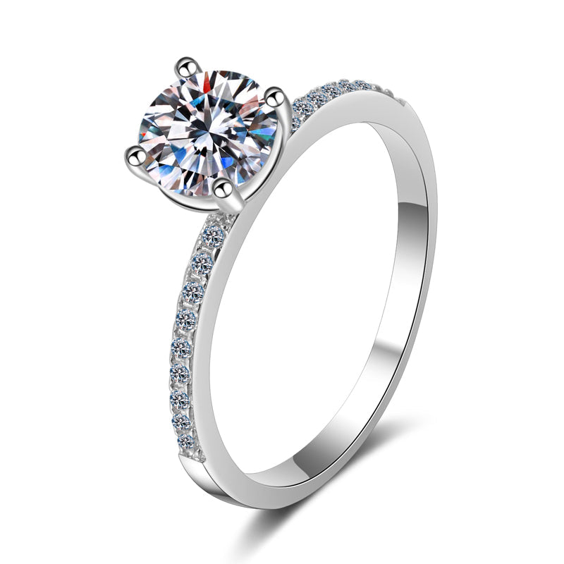 1 CT MOISSANITE Diamond Engagement solitaire Promise Ring, 925 Silver, PT950, wedding ring, Platinum Plated, Passes Diamond Tester, crown az014 Xaxe.com