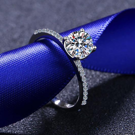 1 CT MOISSANITE Diamond Engagement solitaire Promise Ring, 925 Silver, PT950, wedding ring, Platinum Plated, Passes Diamond Tester, crown az014 Xaxe.com