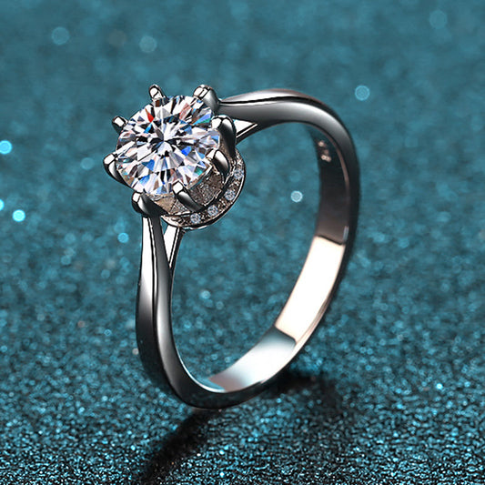1 CT MOISSANITE Diamond Engagement solitaire  Ring, 925 Silver, PT950, wedding ring, Platinum Plated, Passes Diamond Tester az021 Xaxe.com