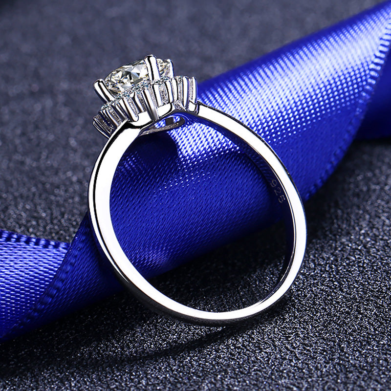 1 CT MOISSANITE Diamond Engagement solitaire  Ring, 925 Silver, PT950, wedding ring, Platinum Plated, Passes Diamond Tester, sunflower az016 Xaxe.com