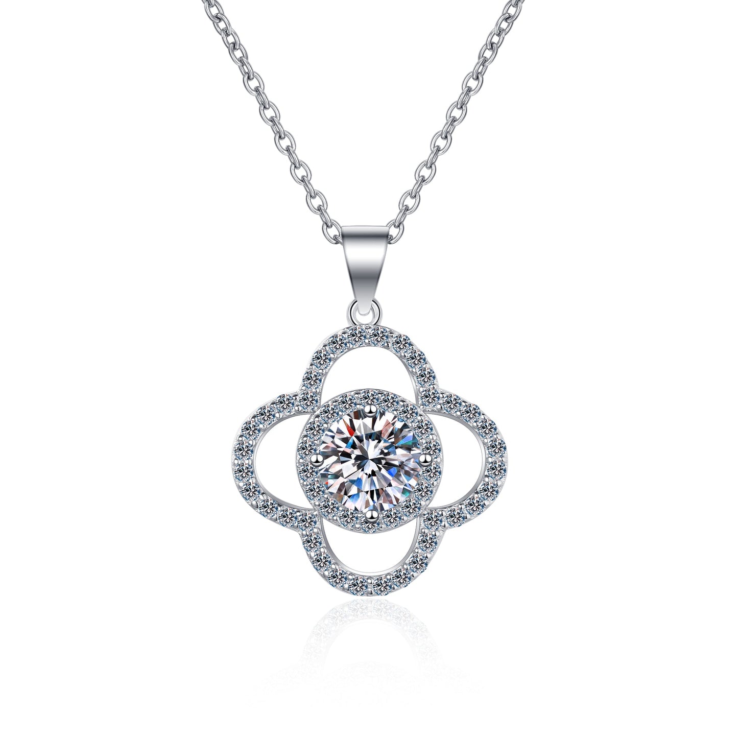1 CT MOISSANITE Diamond Necklace Solitaire Moissanite Pendant, the flower, Solid 925 Sterling Silver Chain, Passes Diamond Tester az221 Xaxe.com