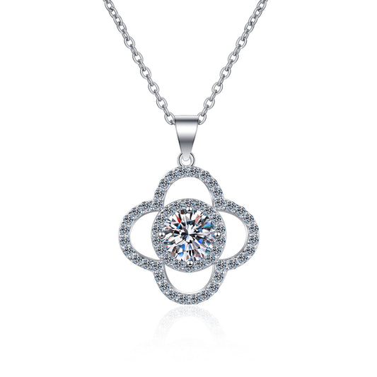 1 CT MOISSANITE Diamond Necklace Solitaire Moissanite Pendant, the flower, Solid 925 Sterling Silver Chain, Passes Diamond Tester az221 Xaxe.com