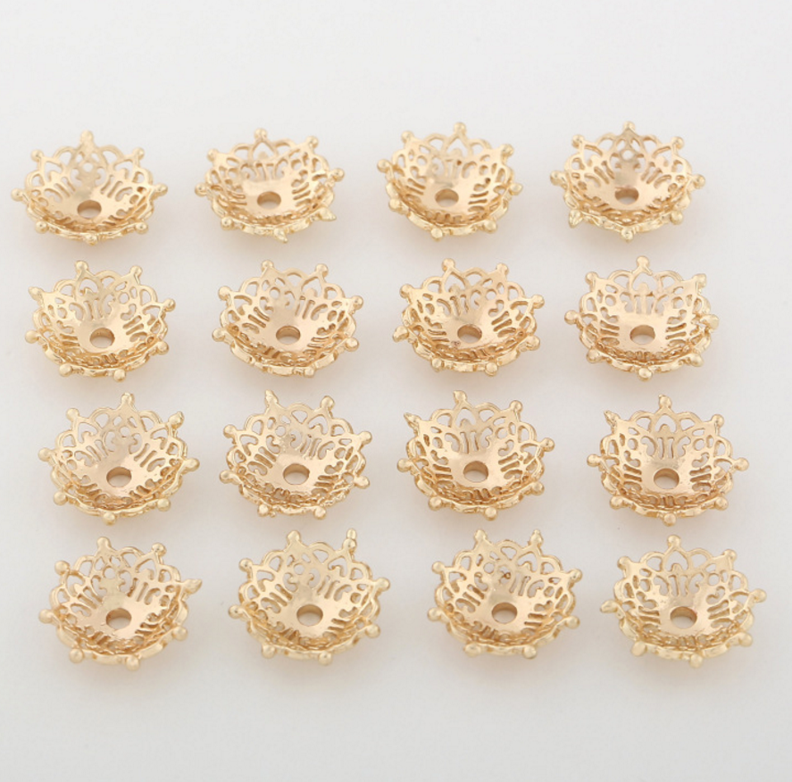 10 pcs 24k gold plated art caps pendant brass spacer beads  brass caps brass connector Xaxe.com