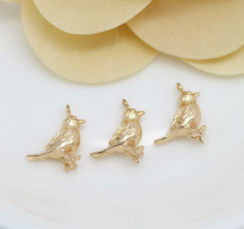 10 pcs 24k gold plated bird brass caps brass bead brass pendant brass spacer Xaxe.com