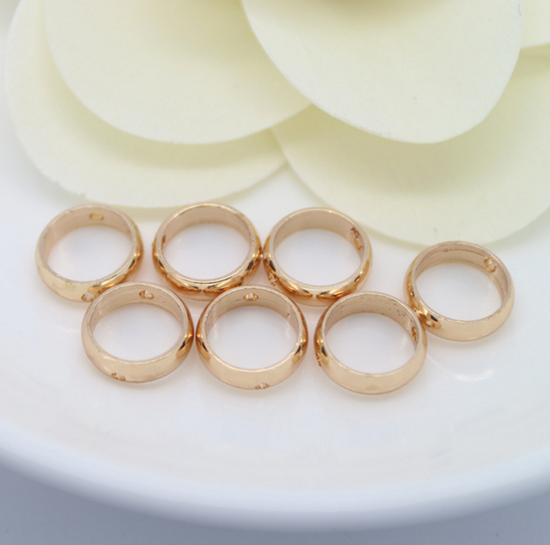 10 pcs 24k gold plated brass circle with two hole Xaxe.com