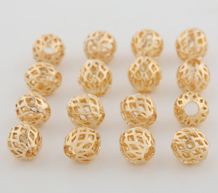 10 pcs 24k gold plated brass nest hollow beads brass caps spacer Bronze Bead Caps Filigree Bead Caps Xaxe.com