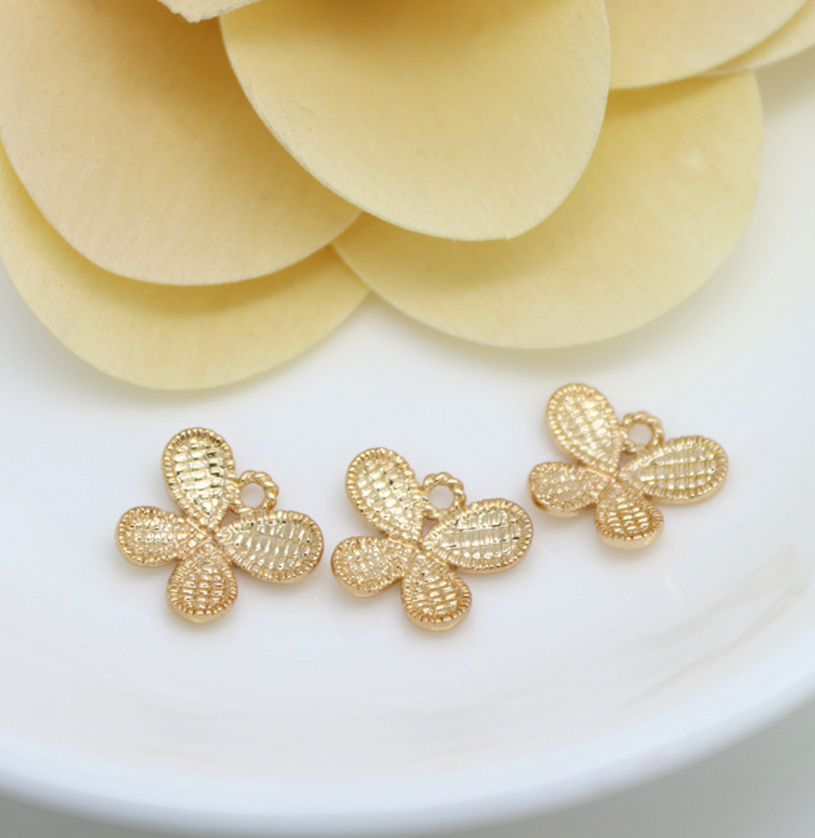 10 pcs 24k gold plated butterfly brass spacer beads  brass caps brass connector Xaxe.com