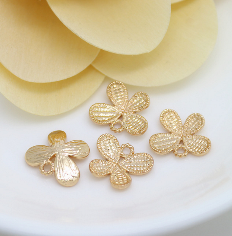 10 pcs 24k gold plated butterfly brass spacer beads  brass caps brass connector Xaxe.com