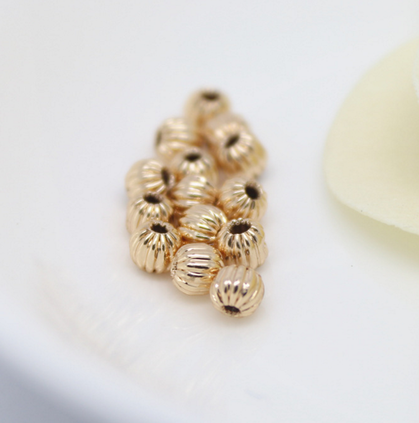 10 pcs 24k gold plated carved brass spacer beads  brass caps brass connector Xaxe.com
