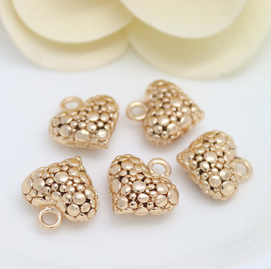 10 pcs 24k gold plated cubic bubble love brass spacer beads  brass caps brass connector Xaxe.com