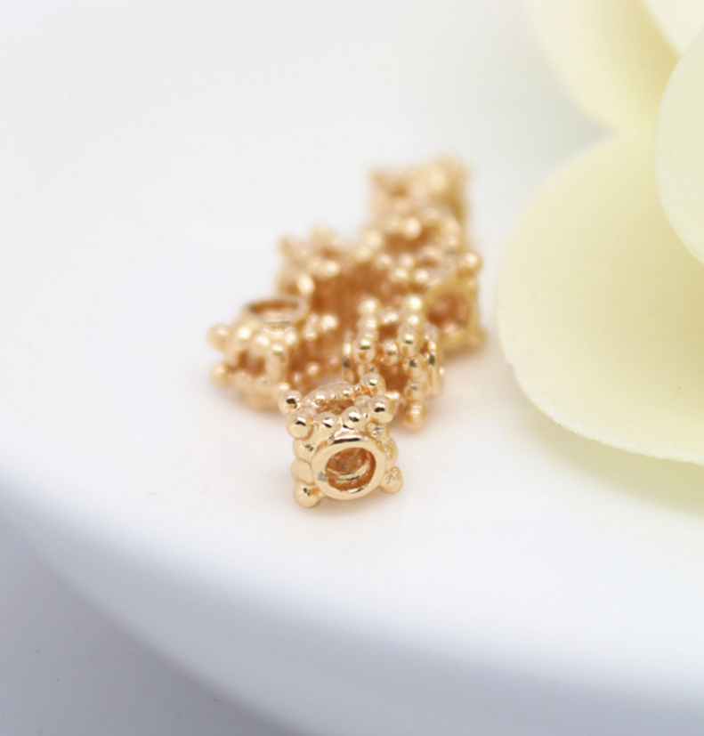10 pcs 24k gold plated cubic saquare brass spacer beads  brass caps brass connector Xaxe.com