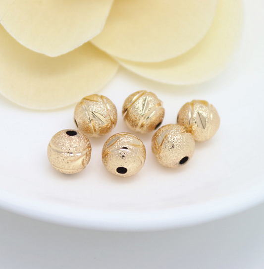 10 pcs 24k gold plated cubic scrub ball brass spacer beads  brass caps brass connector Xaxe.com