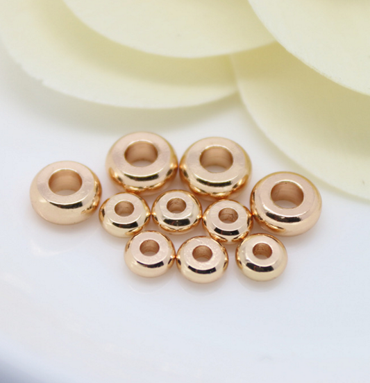 10 pcs 24k gold plated cubic smooth wheel shape brass spacer beads  brass caps brass connector Xaxe.com