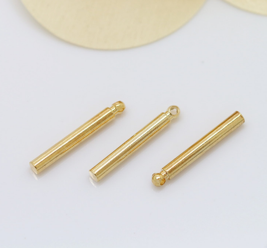 10 pcs 24k gold plated cubic stick pendant brass spacer beads  brass caps brass connector Xaxe.com