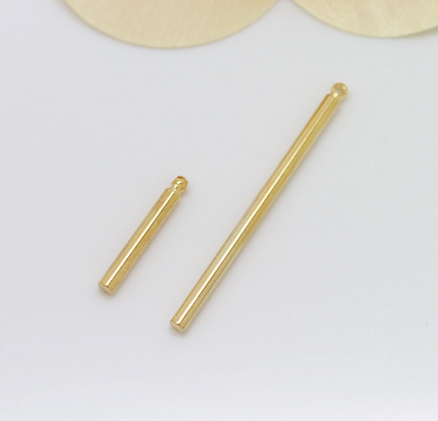 10 pcs 24k gold plated cubic stick pendant brass spacer beads  brass caps brass connector Xaxe.com