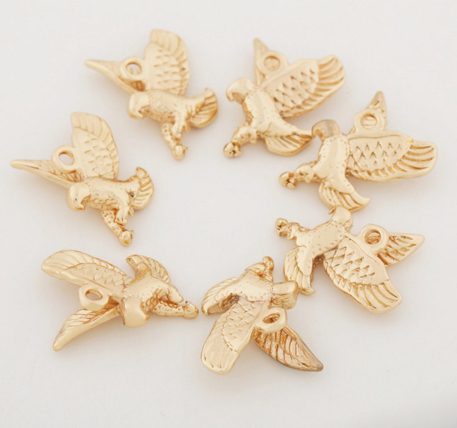 10 pcs 24k gold plated cubic the eagle brass spacer beads  brass caps brass connector Xaxe.com