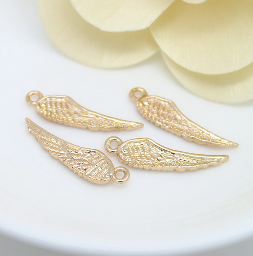 10 pcs 24k gold plated cubic the wing brass spacer beads  brass caps brass connector Xaxe.com