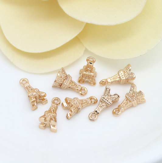 10 pcs 24k gold plated eiffel tower pendant brass spacer beads  brass caps brass connector Xaxe.com