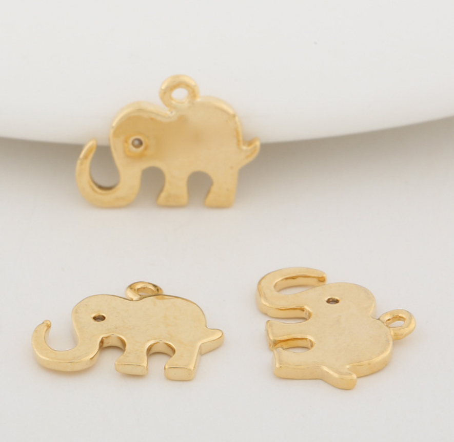 10 pcs 24k gold plated elephant brass spacer beads  brass caps brass connector Xaxe.com