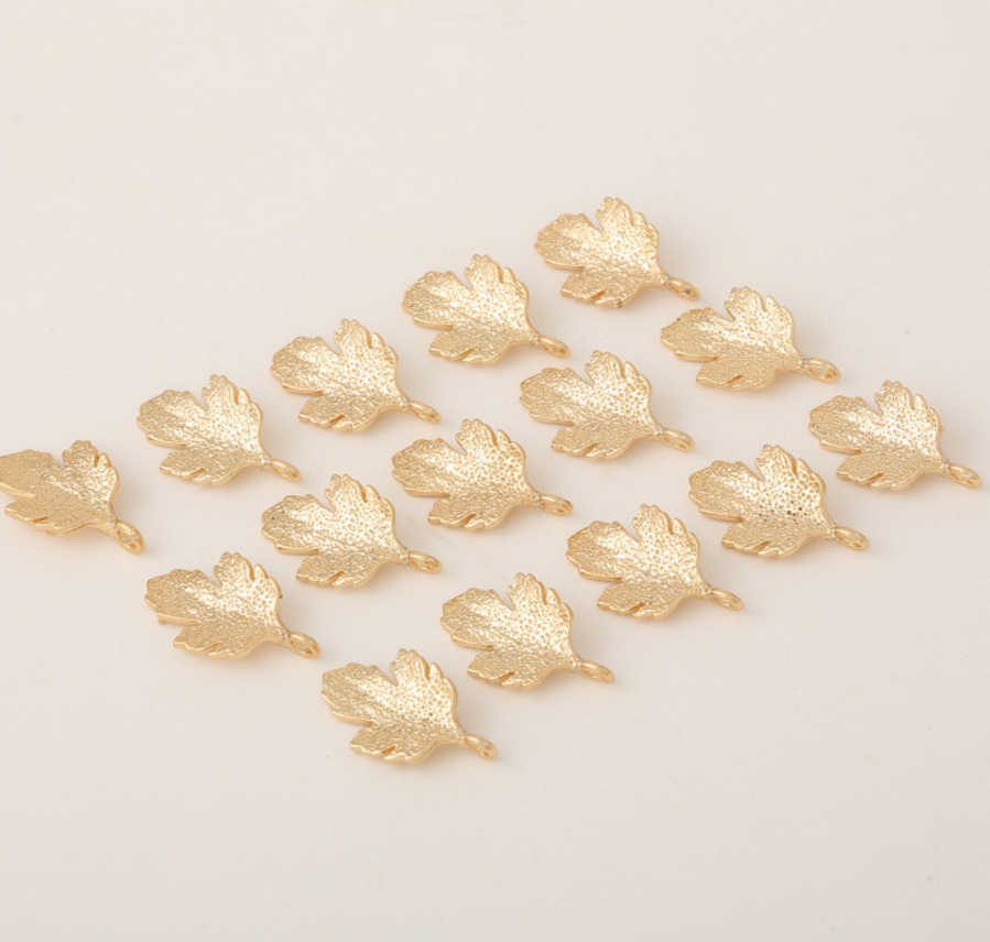 10 pcs 24k gold plated golden leaf brass spacer beads  brass caps brass connector Xaxe.com