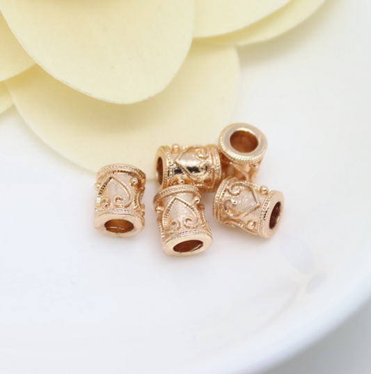 10 pcs 24k gold plated heart curve brass spacer beads  brass caps brass connector Xaxe.com