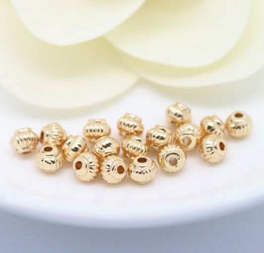 10 pcs 24k gold plated lantern spacer beads brass brass caps brass bead Xaxe.com