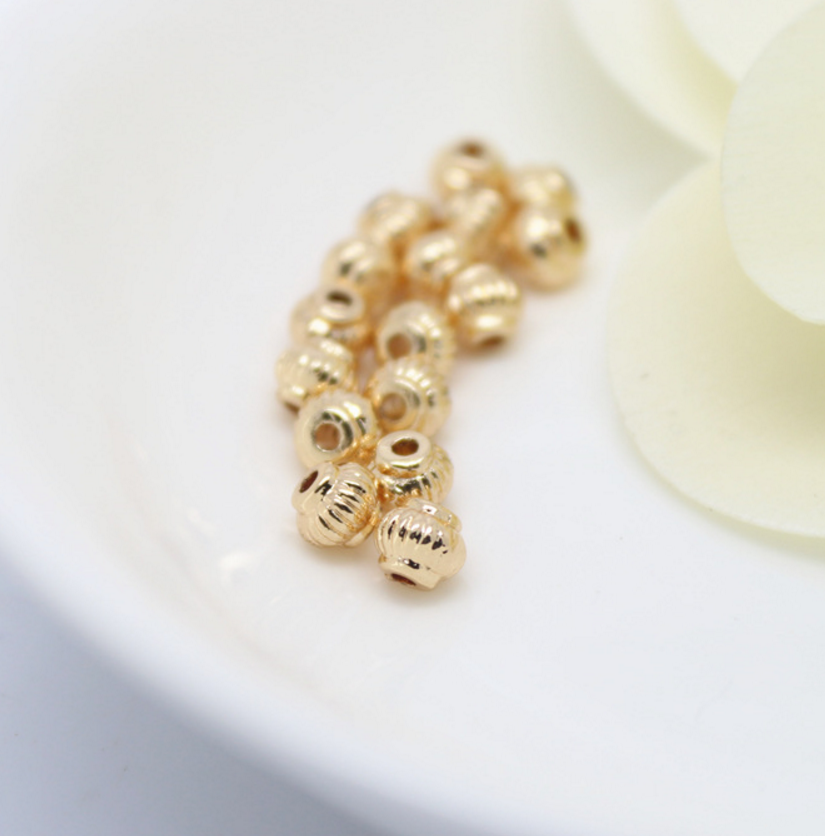 10 pcs 24k gold plated lantern spacer beads brass brass caps brass bead Xaxe.com