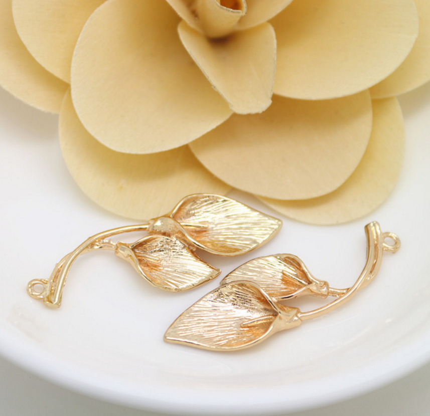 10 pcs 24k gold plated lily flower bead cap brass spacer beads pendants  brass caps brass bead Xaxe.com