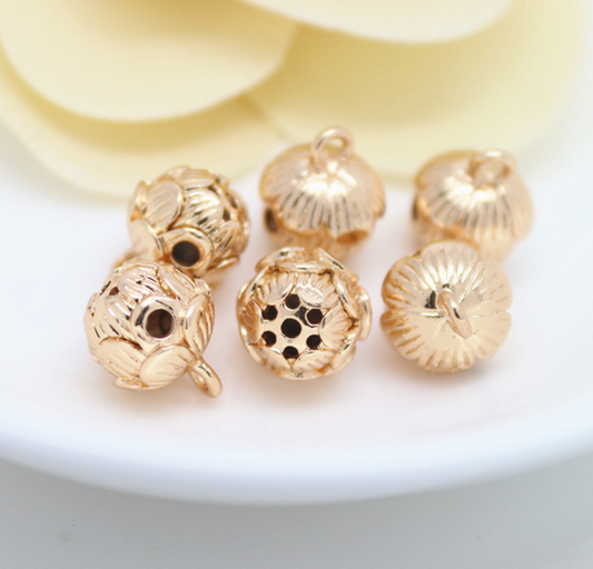 10 pcs 24k gold plated lotus seed brass spacer beads  brass caps brass connector Xaxe.com