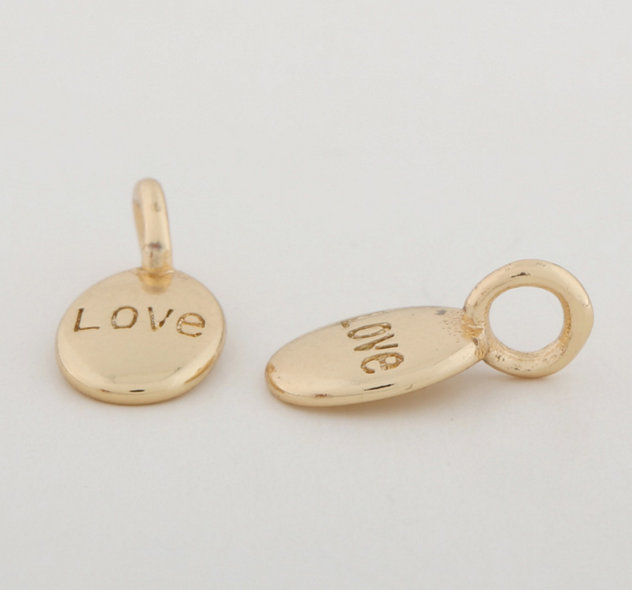 10 pcs 24k gold plated love pendant brass spacer beads  brass caps brass connector Xaxe.com