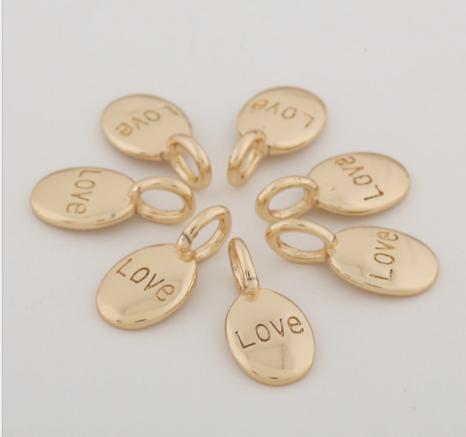 10 pcs 24k gold plated love pendant brass spacer beads  brass caps brass connector Xaxe.com