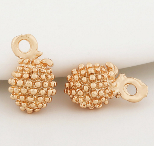 10 pcs 24k gold plated pineapple brass spacer beads  brass caps brass connector Xaxe.com